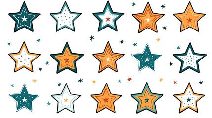 Fototapeta premium Decorative Stars Doodle Cartoon: Freehand Drawn Professional Usage