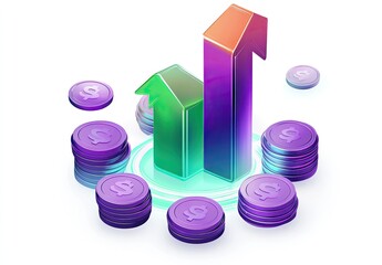 Financial Growth,  Success, and Investment.  Visual representation of rising revenue, profits, and investment returns