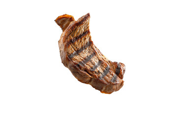 PNG Grilled juicy steak isolated on black background