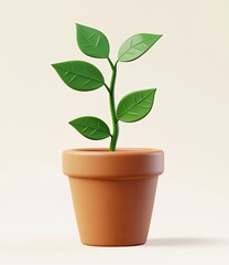 Simple plant in terracotta pot