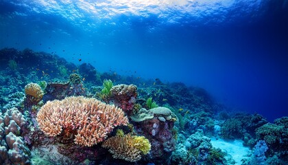 Fototapeta premium coral reef in a blue deep