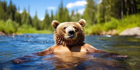 Fototapeta premium photo of happy brown bear smiling 