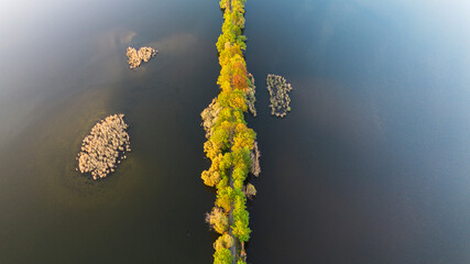  Milickie Ponds after sunset from a bird's eye view, Lower Silesia, Poland.