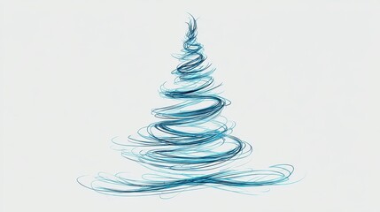 Abstract, stylized depiction of a Christmas tree in a light blue tone.