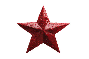 Fototapeta premium PNG Red star ornament with dew on black background