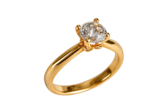 PNG Elegant gold engagement ring with sparkling diamond solitaire