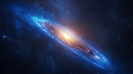 Fototapeta premium A spiral galaxy glows brightly in deep space, surrounded by stars and cosmic dust.