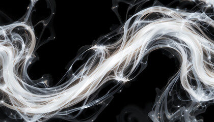 Ethereal Whirl Flowing White and Black Swirls with Sparkling Highlights