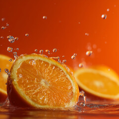 Fresh orange and water drop