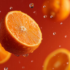 Fresh orange and water drop
