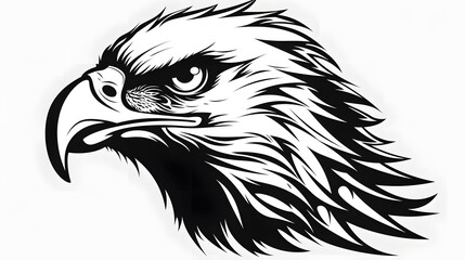 Detailed Vector Artwork of Menacing Eagle's Side View for Professional Projects