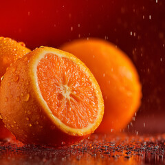 Fresh orange and water drop