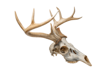 PNG Deer skull with antlers on black background