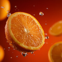 Fresh orange and water drop
