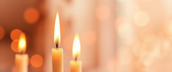 Candles glow softly, illuminating warmth in their light and creating a serene and inviting atmosphere.