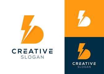 B bolt logo design. Letter B with lightning element logo design