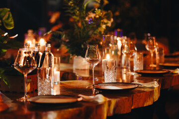 Elegant Dining Table Setup with Candles