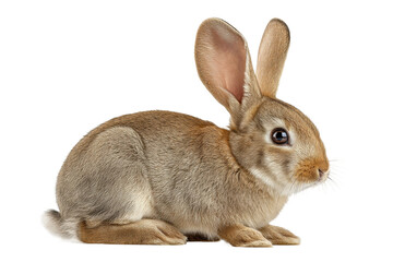 Fototapeta premium PNG Cute brown rabbit with large ears on white background