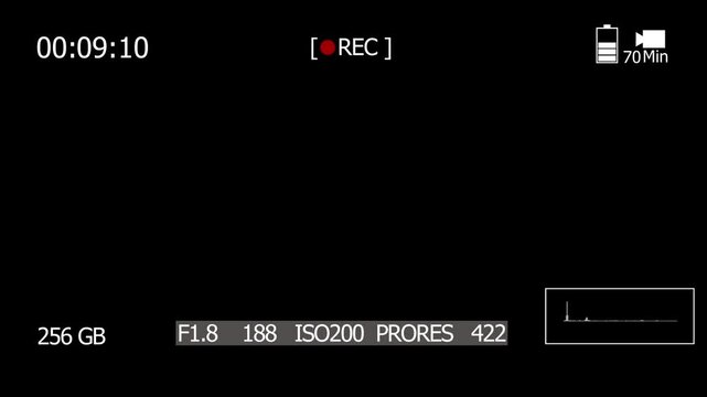 Camera view finder digital overlay display - 4k. Alpha channel included.