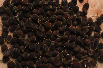 Overhead view of velvet tamarind, top view of velvet tamarind bunch