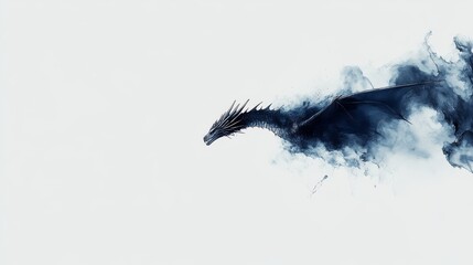 Fototapeta premium A resplendent blue dragon floats gracefully through diaphanous clouds