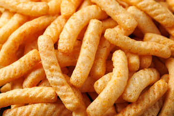 Prawn cracker sticks, fingers. Shrimp crispy snack in a bowl