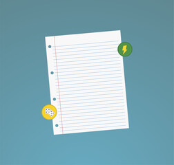 vector blank note paper with pin