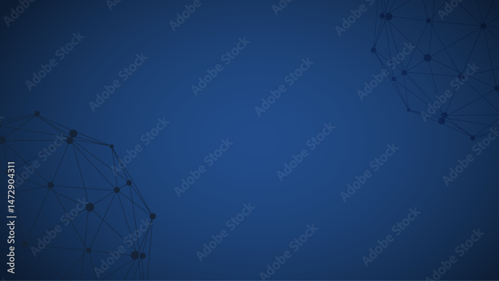 Aufkleber Technology blue background. Dots connected by lines. Abstract wave. Minimalist mesh. Abstract polygonal shape.
