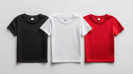 Naklejka premium Blank T-Shirts Collection: Top View Mockup for Design on White Background