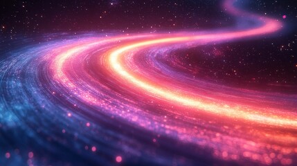 Cosmic Stream A vibrant trail of stars flows across a dark space background with nebulae and dust