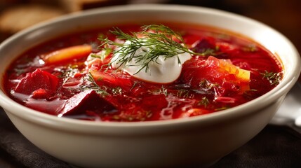 Borscht. Traditional soup closeup