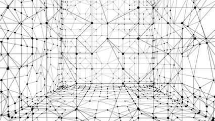 Technology abstract background. Dots connected by lines. Minimalist mesh backdrop. Abstract polygonal shape. Plexus circles.