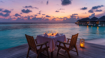 Sunset Romance: Exotic Beachside Dinner with Candles and Sea View

