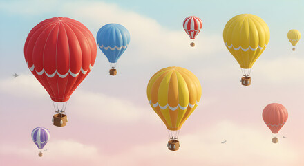 Naklejka premium Isometric Of Hot Air Balloons