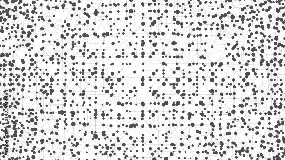 Poster Dots connected by lines. Abstract wave. Minimalist mesh. Abstract polygonal shape.