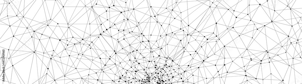 Aufkleber Technology abstract background. Dots connected by lines. Minimalist mesh backdrop. Abstract polygonal radial shape. Plexus circles.