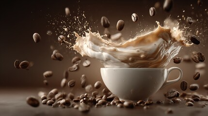   Coffee with Milk Splash - Dark Background