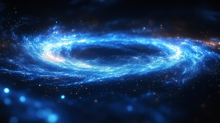 Stunning cosmic spiral, vibrant blues and golds, galaxy dust, a breathtaking celestial spectacle