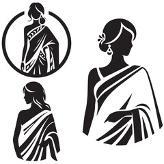 Natural beauty care silhouettes icon logo set.