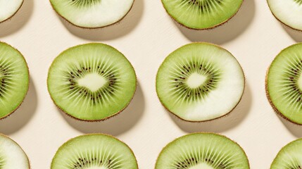 Fototapeta premium Sliced Kiwis on White Counter Top