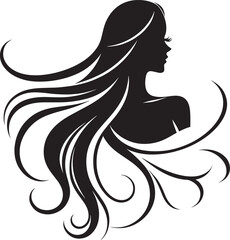 Beauty long hair girl silhouette logo icon.