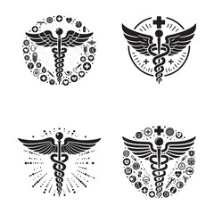 Fototapeta premium Caduceus health silhouettes vector.