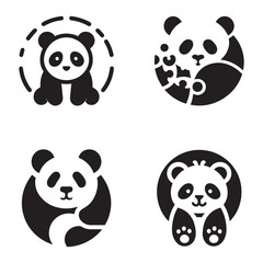 minimal panda vector silhouettes.