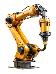 Articulated Industrial Robot Arm in Golden Finish with Black Accents Isolated