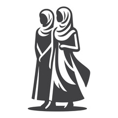 Hijab style standing silhouettes vector.