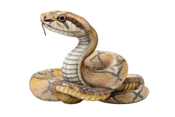 Fototapeta premium PNG Intricate wooden snake sculpture with detailed carvings against black background