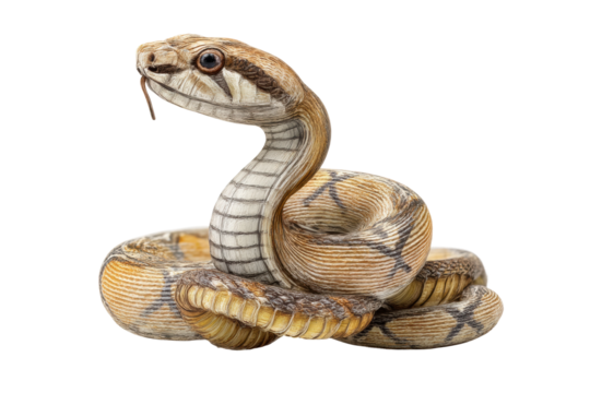 PNG Intricate wooden snake sculpture with detailed carvings against black background