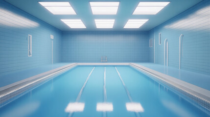 Swimming Pool Interior: Empty Indoor Swimming Pool for Training - 3D Illustration

