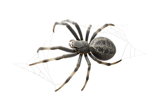 PNG Detailed wolf spider spinning web on black background - Powered by Adobe