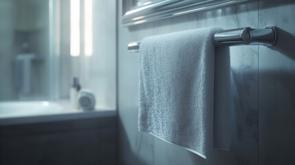 Wall Towel Dryer in Modern Bathroom Interior: 3D Rendering

